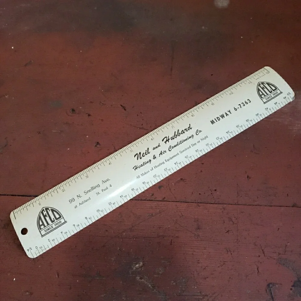 VTG Metal NEIL‎ and HUBBARD HEATING & AIR CONDITIONING ST Paul Advertising Ruler